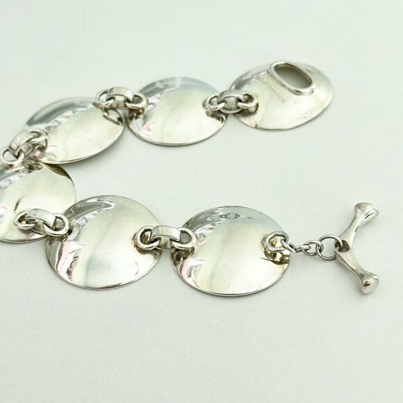 Vintage Robert Lee Morris RLM Studio Modernist Shiny Concave Disc Bracelet 7.5" - Picture 10 of 12